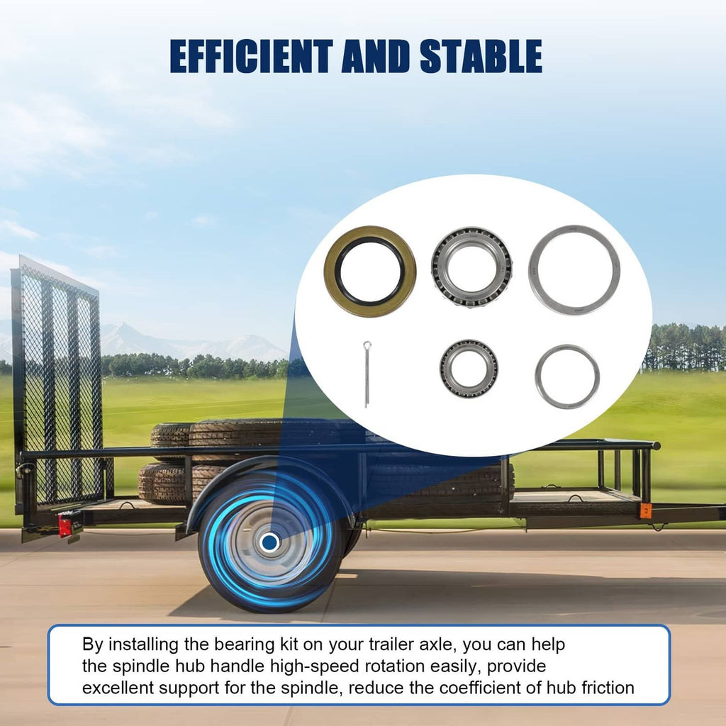 Bearing axle kit components set: grease seal ring, bearings, races, and cotter pin