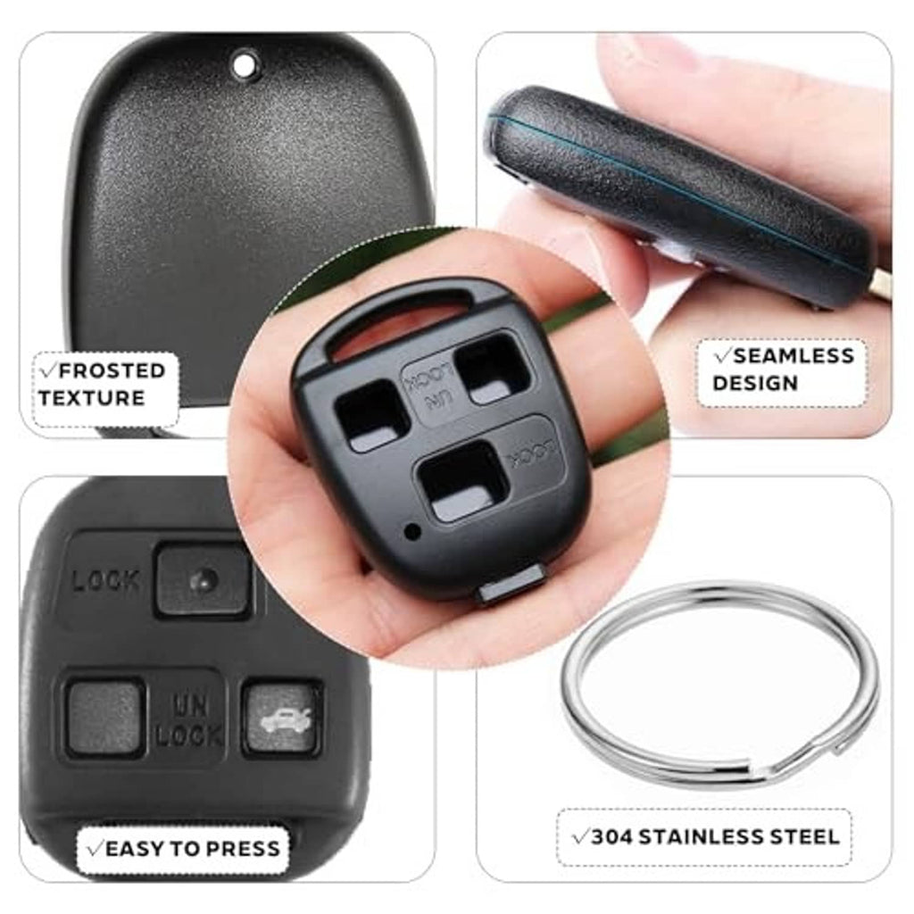 Black key fob shell with frosted texture, includes key ring and stainless components