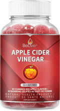 Sugar-free apple cider vinegar gummy bottle with red label and 60-count jar