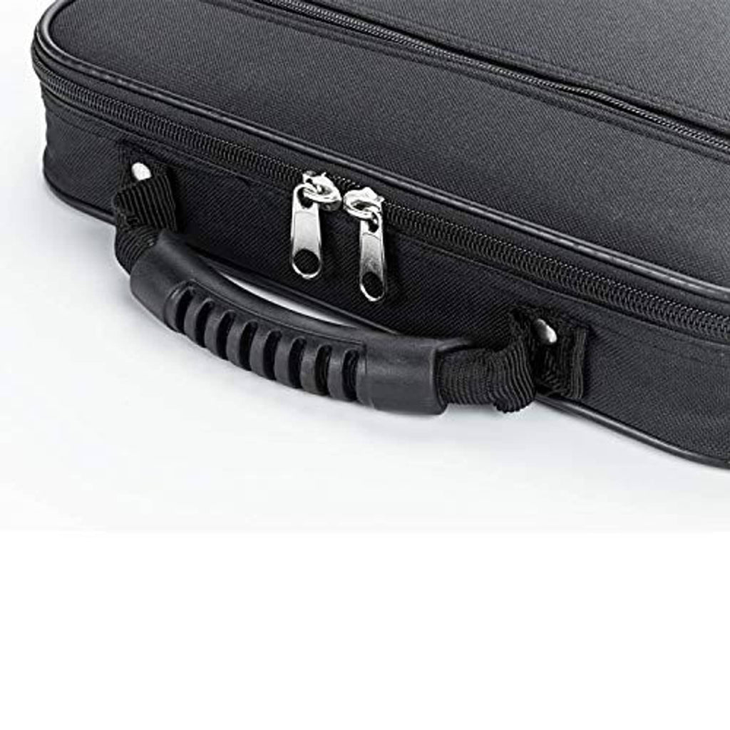 Black zippered pool ball travel case with carry handle and ribbed side grip