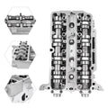 Aluminum cylinder head with valve lifters and rocker assemblies, shown in multiple angles