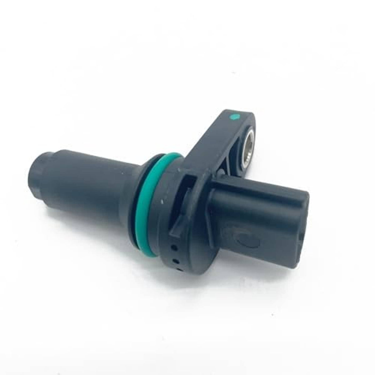 Crankshaft position sensor with green O-ring, dark probe and cylindrical connector