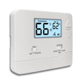 White digital non-programmable thermostat with blue backlit screen and control buttons