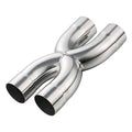 Stainless steel 2.5 in X crossover exhaust pipe with two round black-inlet ends