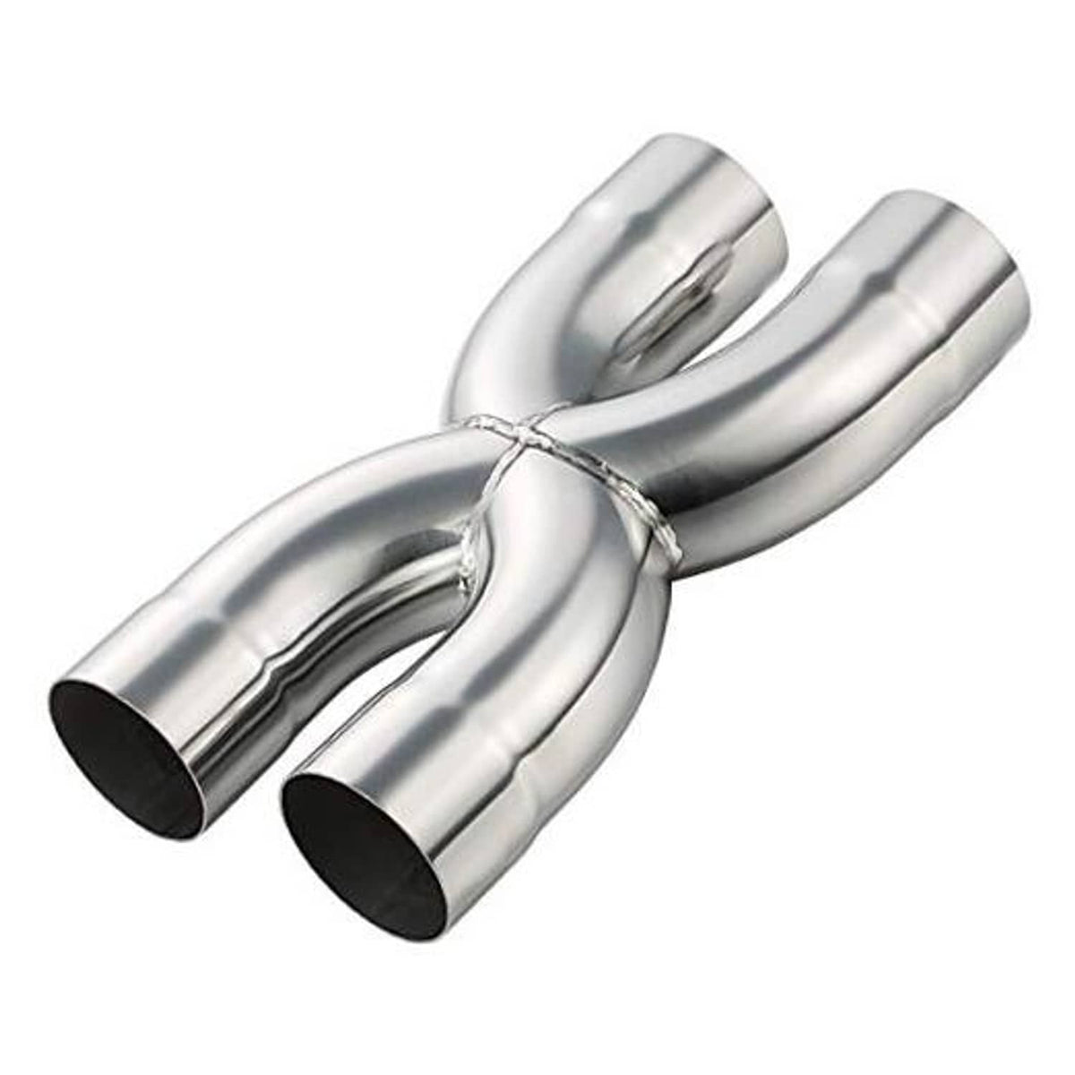 Stainless steel 2.5 in X crossover exhaust pipe with two round black-inlet ends