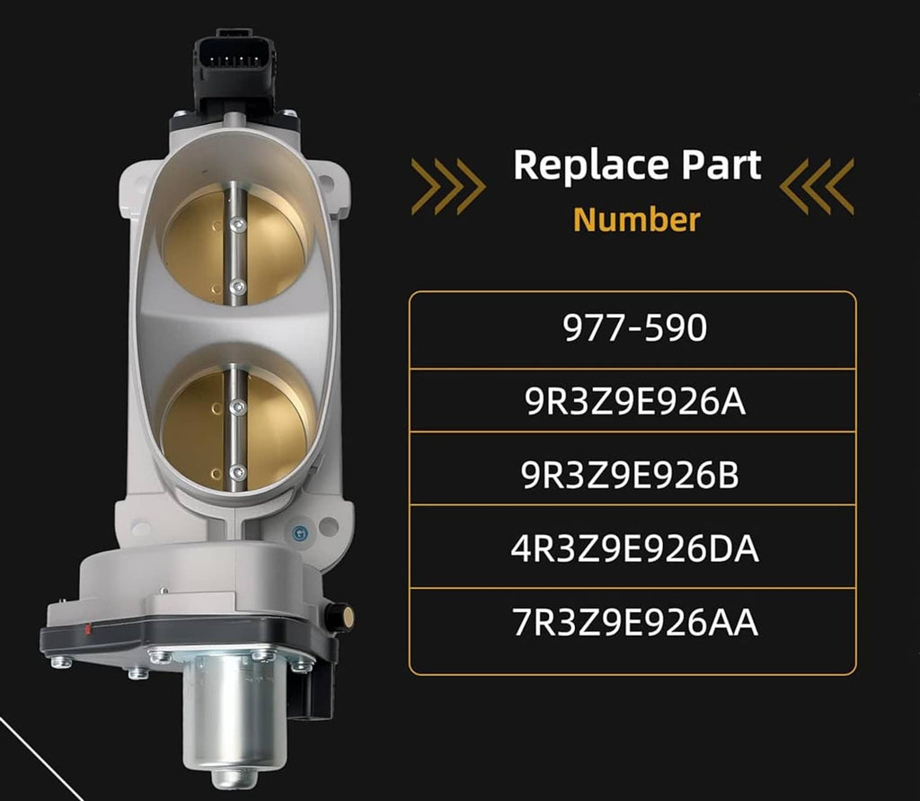 Throttle body with two gold bores, metal shafts, and electrical sensor plug