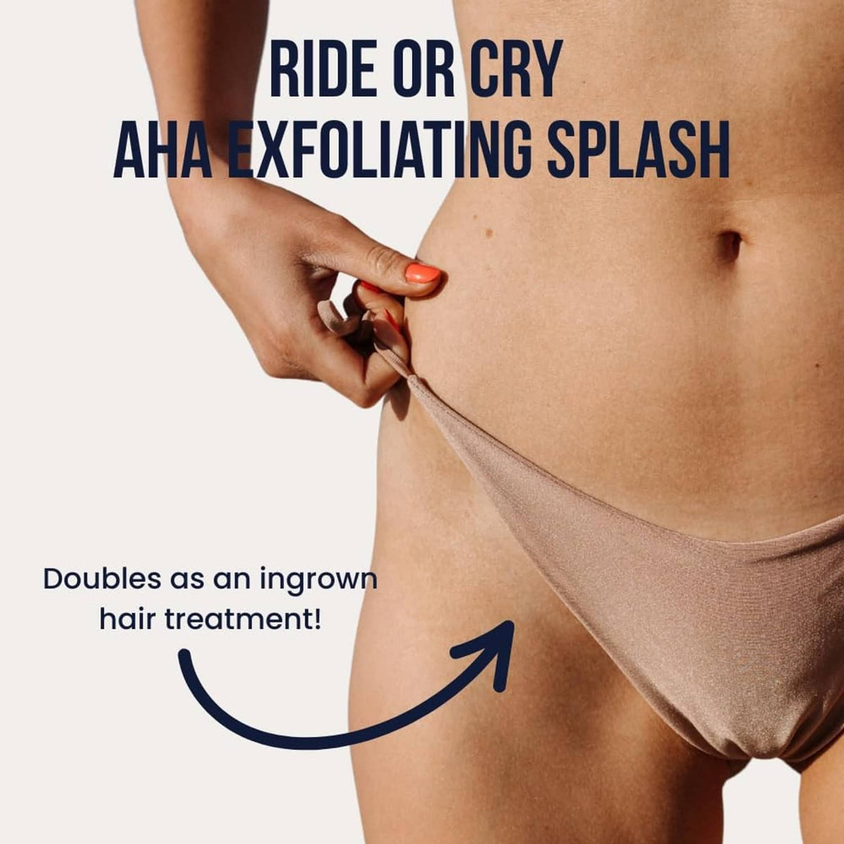 AHA exfoliating splash applied to skin before hair waxing, shown by hand