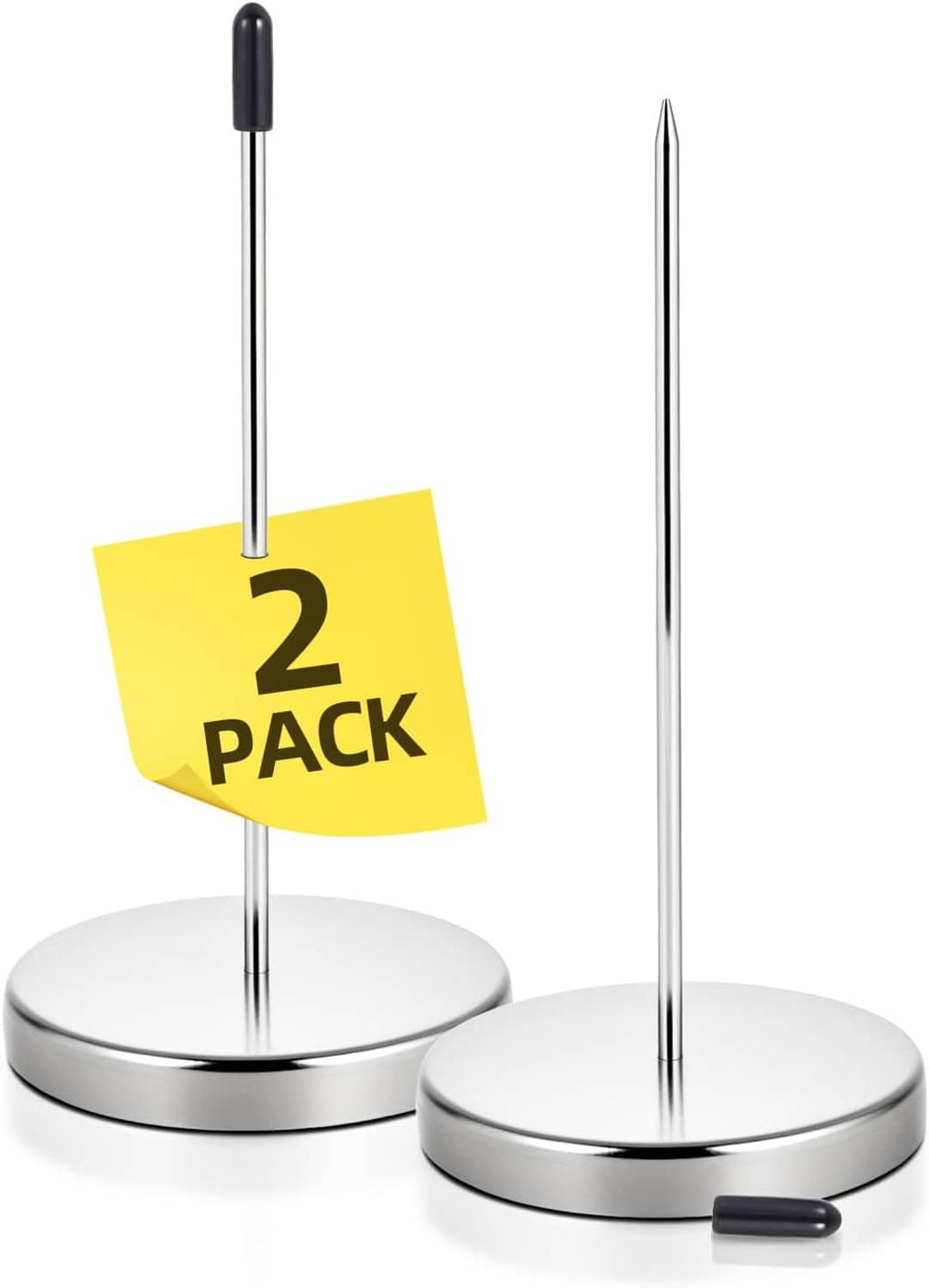 2-pack desk receipt holders with round metal bases and tall metal spikes