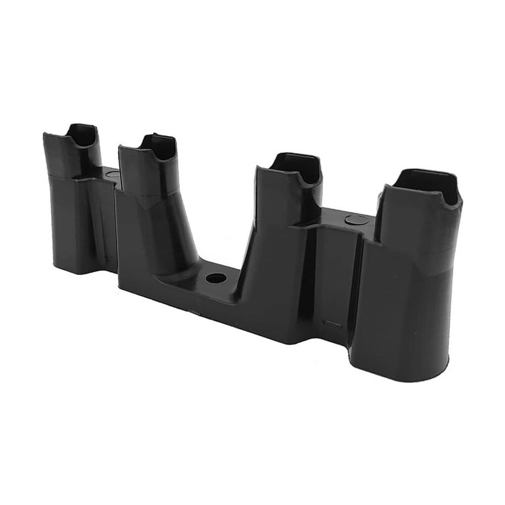 Black plastic lifter tray guide, long base with multiple outlet openings