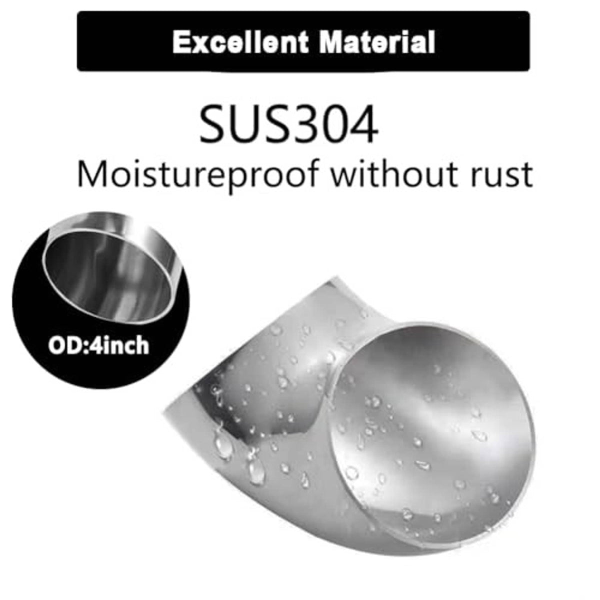 SUS304 stainless steel 45-degree elbow pipe, curved metal fitting