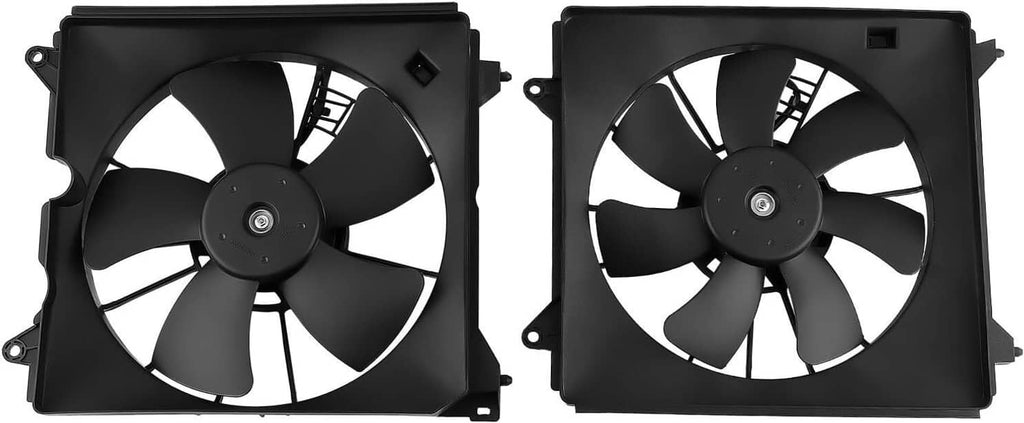 Radiator cooling fan assembly set with black blades and square plastic shroud