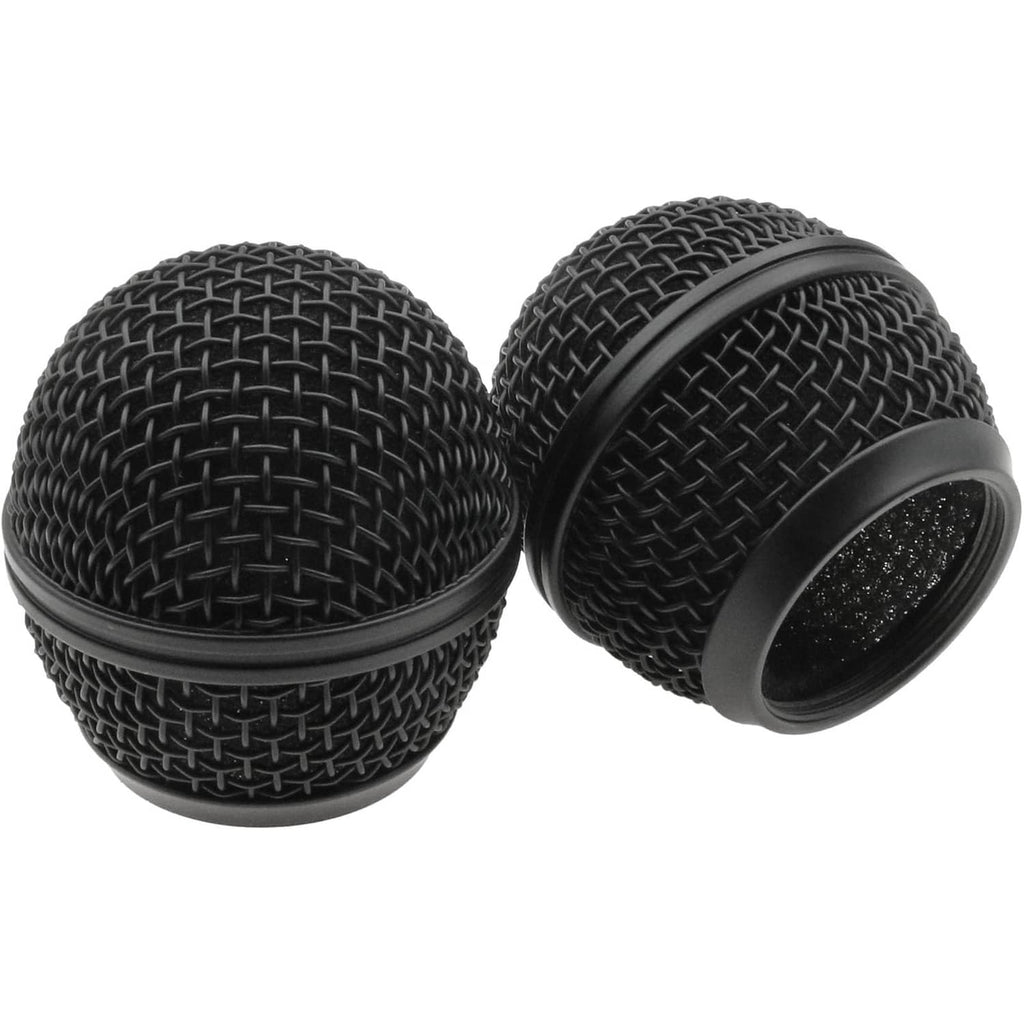 Set of 2 black microphone mesh grill covers with round ball head
