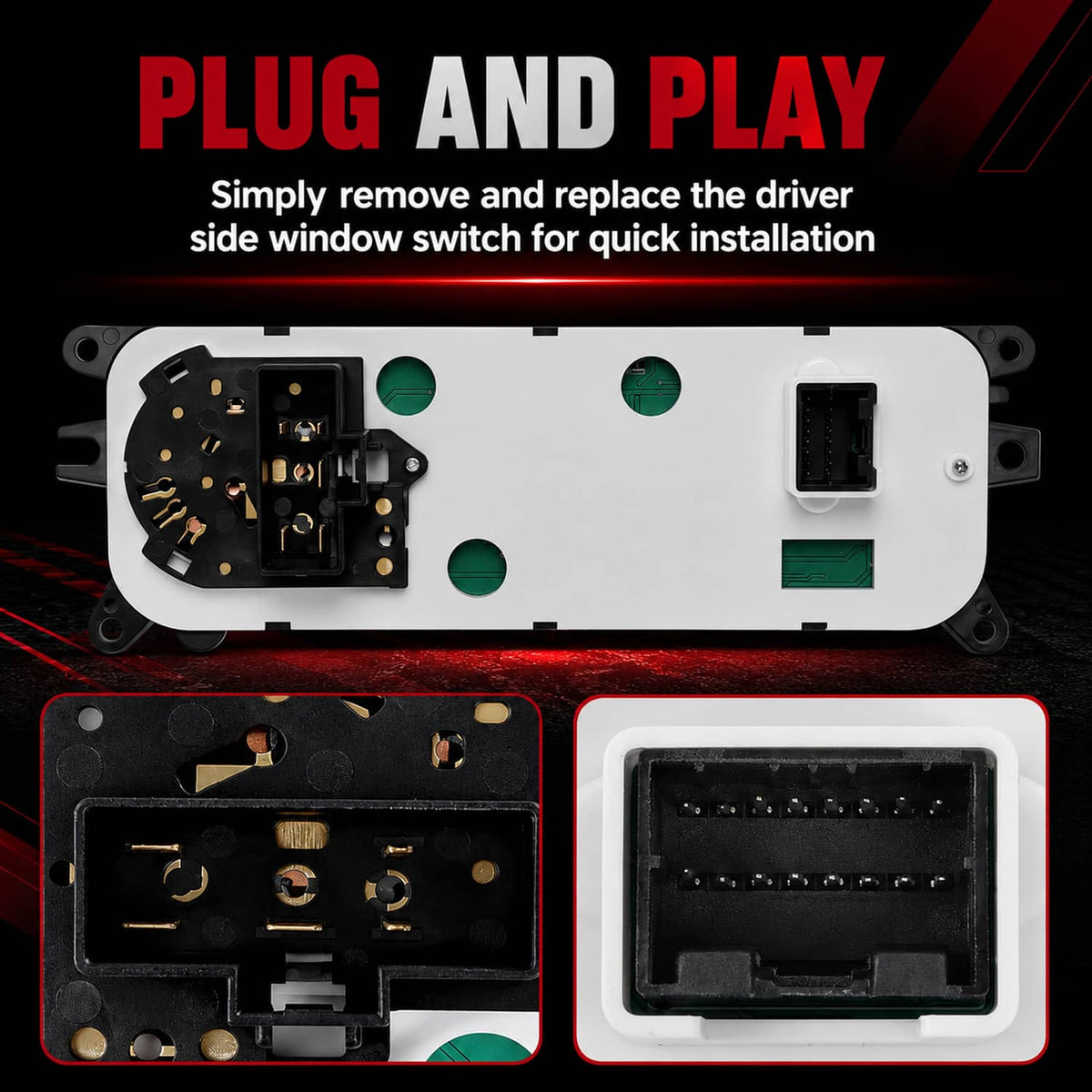 Plug-and-play A/C heater climate control module with front controls and rear connector view