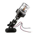 Boat stern light with clear chrome LED lens and black mount base, white LED