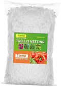 White trellis netting in a vacuum-sealed bag with green label for climbing plants