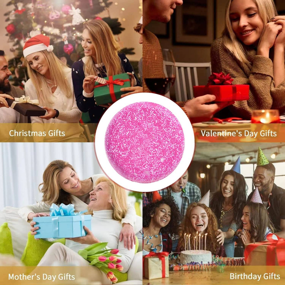 Sparkly pink-red shampoo bar soap disc, suitable for holiday gifts
