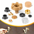 Wall hydrant metal handle repair kit parts with brass handle base, threaded fitting, and seals