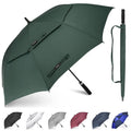 Dark green 62-inch golf umbrella, open canopy with auto-release handle