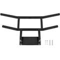 Black heavy-duty bumper brush guard with two curved side bars and center frame