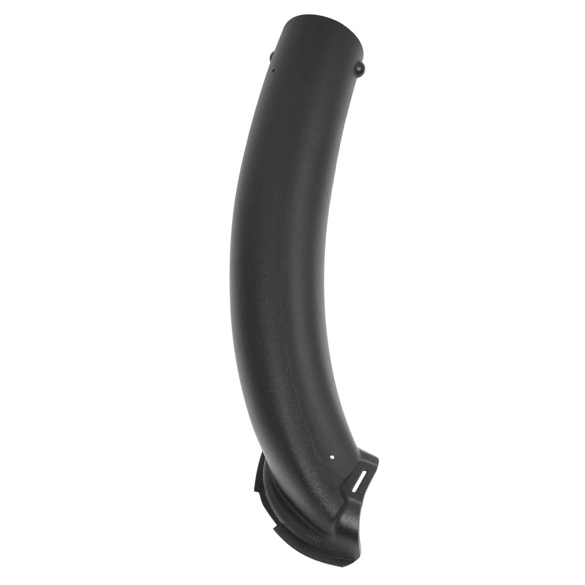 Black mower discharge chute elbow with lower support clip
