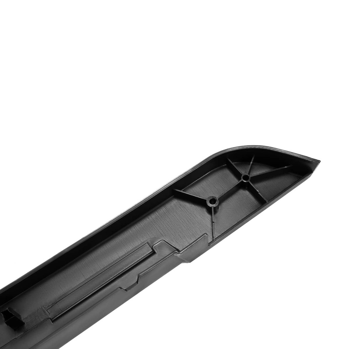 Black rocker panel interior view, cross ribs and circular mounting points