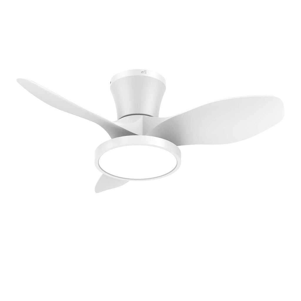 White ceiling fan with LED light and 5 blades