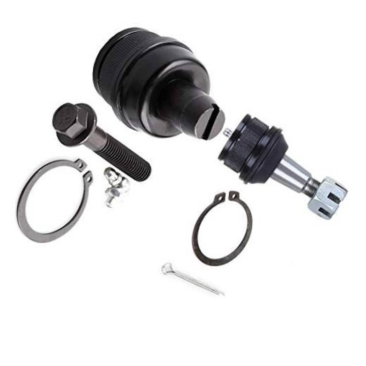 Front upper and lower ball joint suspension kit with bolts, washers, and rings