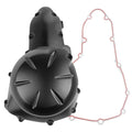 Black engine crankcase cover with red gasket