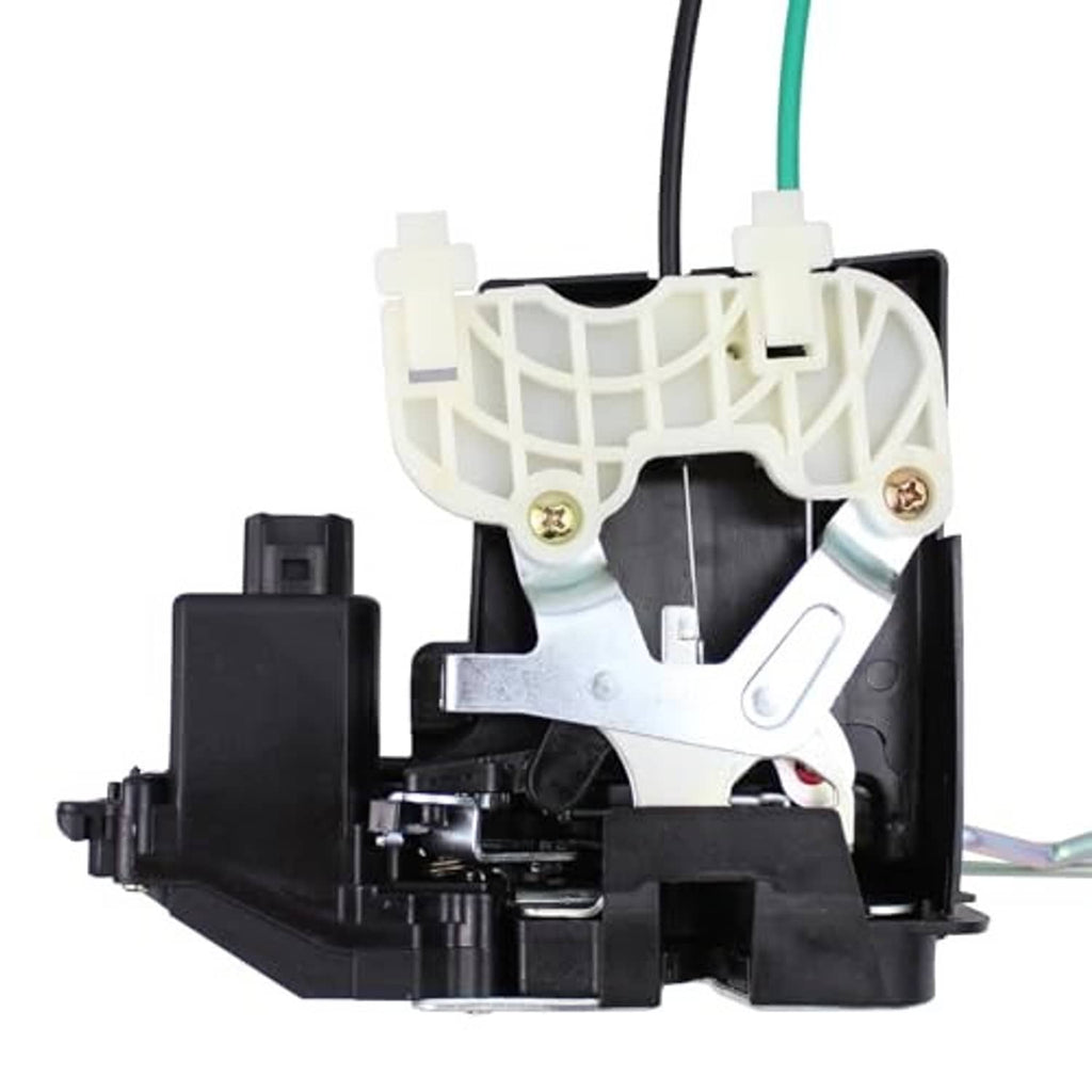 Door lock latch actuator internals with white plastic parts and black lock housing