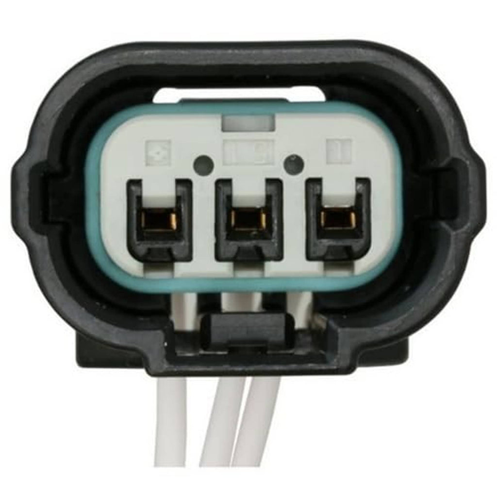 Throttle position sensor connector housing with three terminals and cable leads