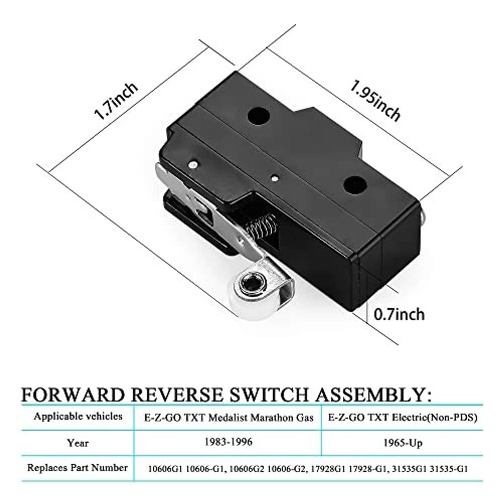 Forward reverse switch assembly, compact black unit with terminal post and mounting hole