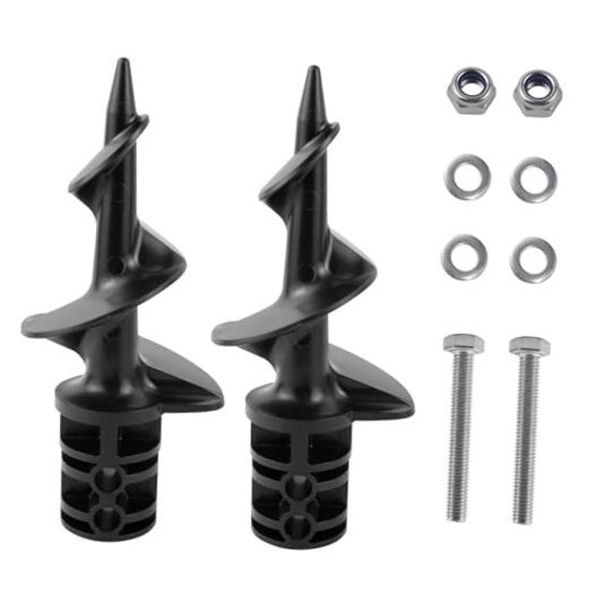 Black dock sand auger for PVC pipe with bolts and washers, 2-pack