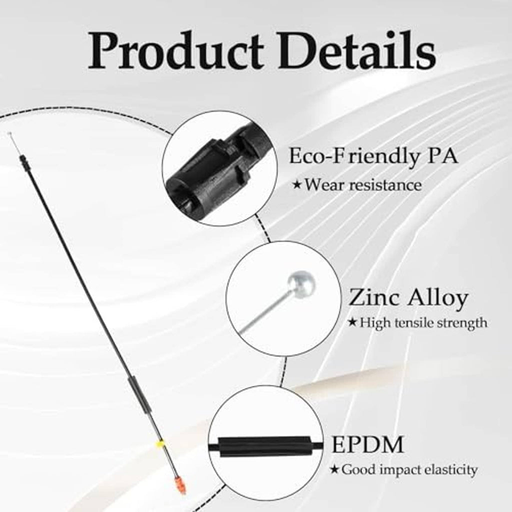 Door latch release cable with PA body and zinc alloy pin, EPDM impact section