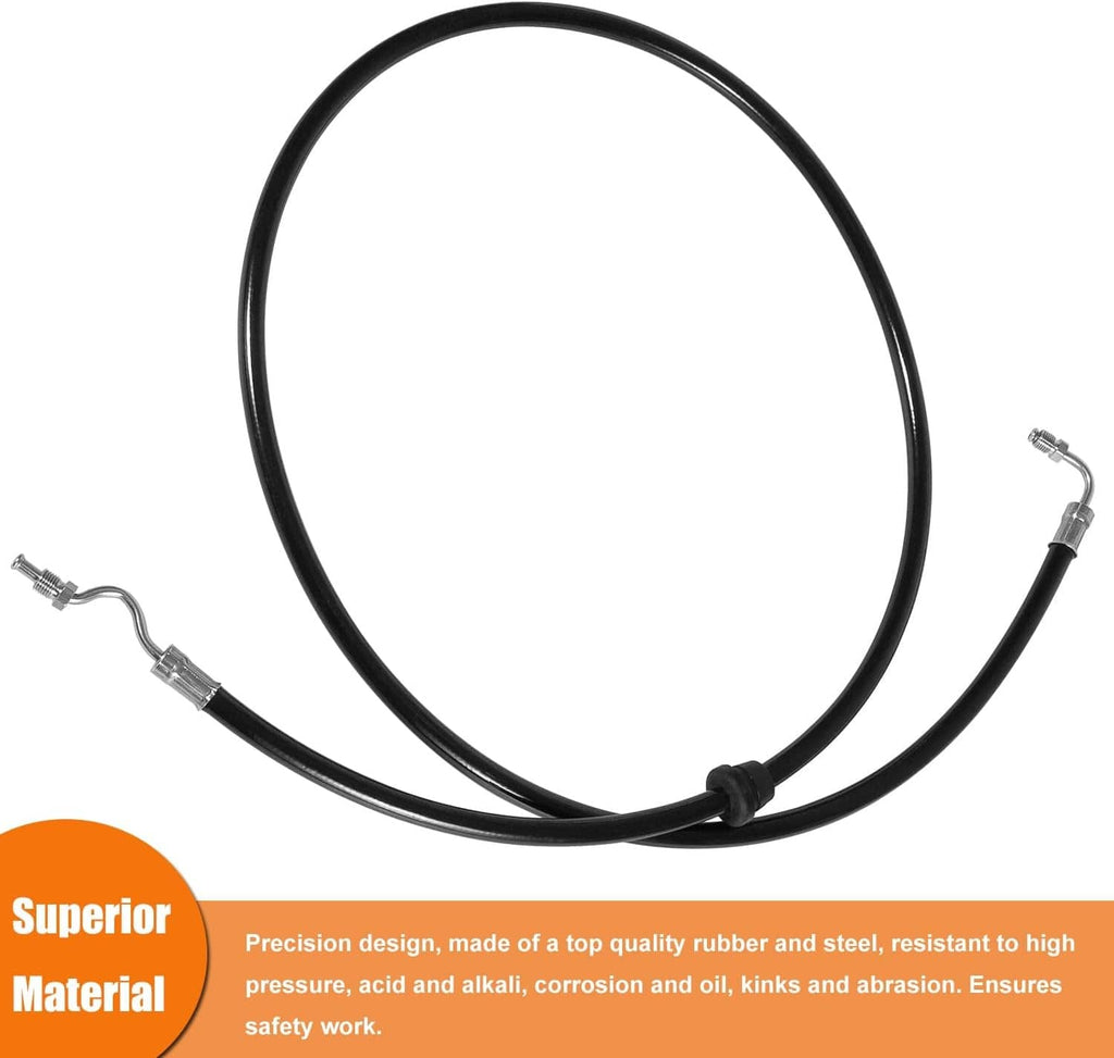 Black rubber power trim hose with silver metal fittings on both ends