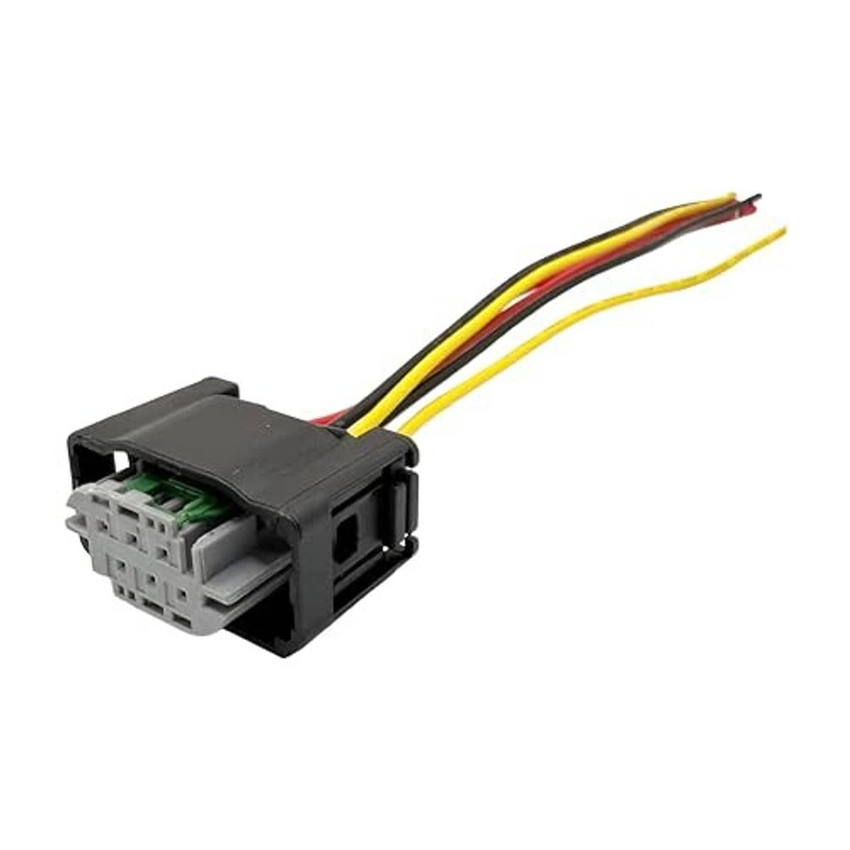 Throttle body TPS connector pigtail, black connector body with multi-pin plug and wires