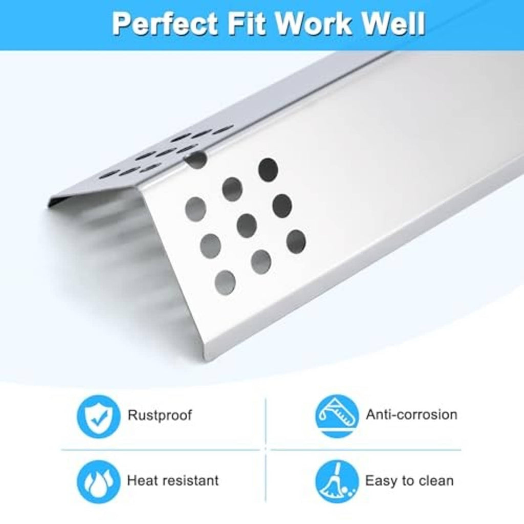 Stainless steel heat shield panel with burner-hole openings