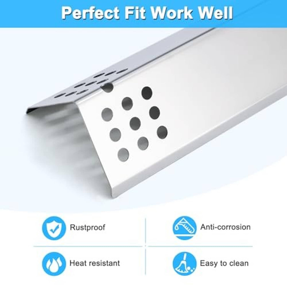 Stainless steel heat shield panel with burner-hole openings