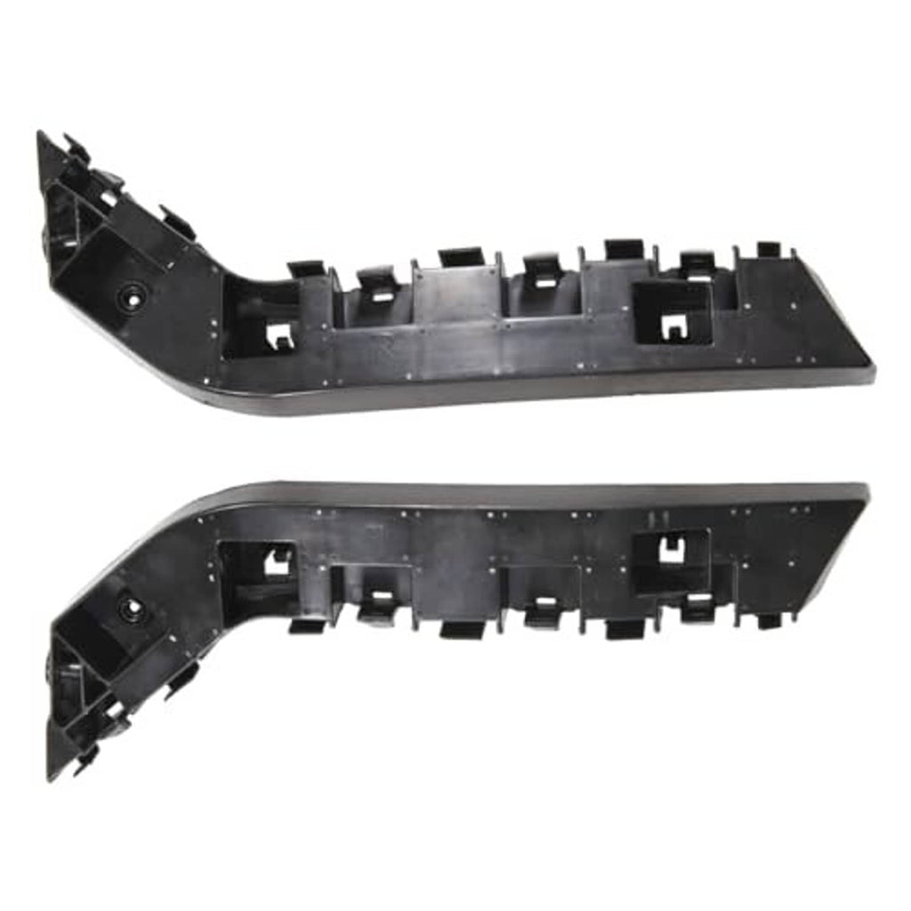 Front bumper bracket set, black plastic rails with mounting tabs and rectangular openings