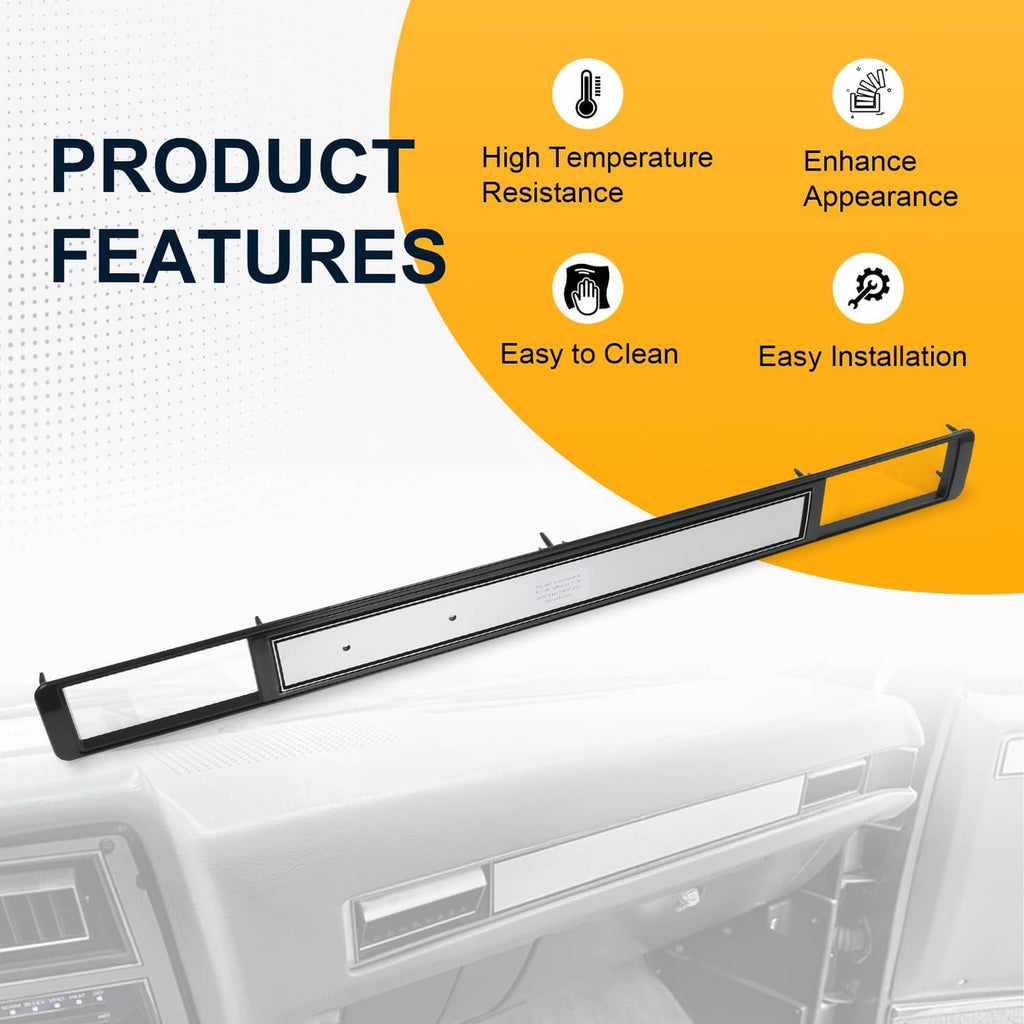 Dash A/C vent trim plate with black frame and silver insert