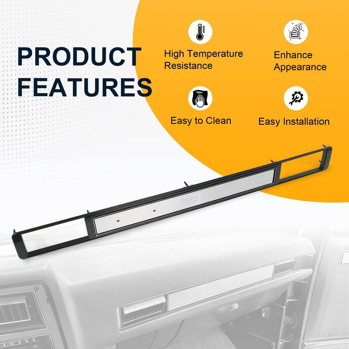 Dash A/C vent trim plate with black frame and silver insert