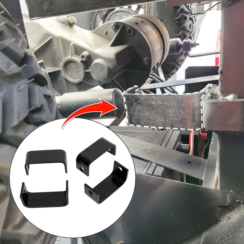 Installed lift block bracket and U-shaped spacer near golf cart axle assembly
