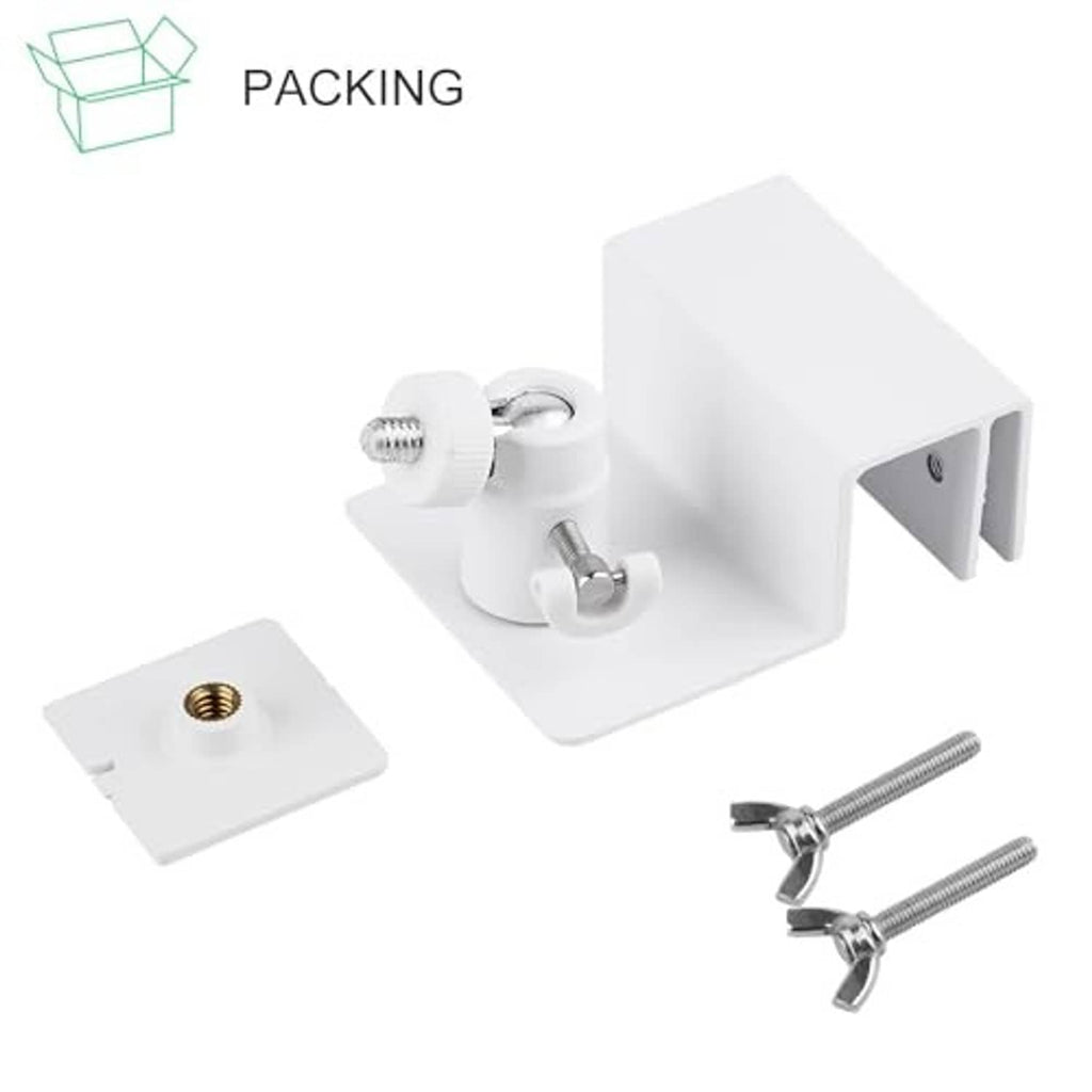 White gutter mount parts kit with bracket, connector, and screws