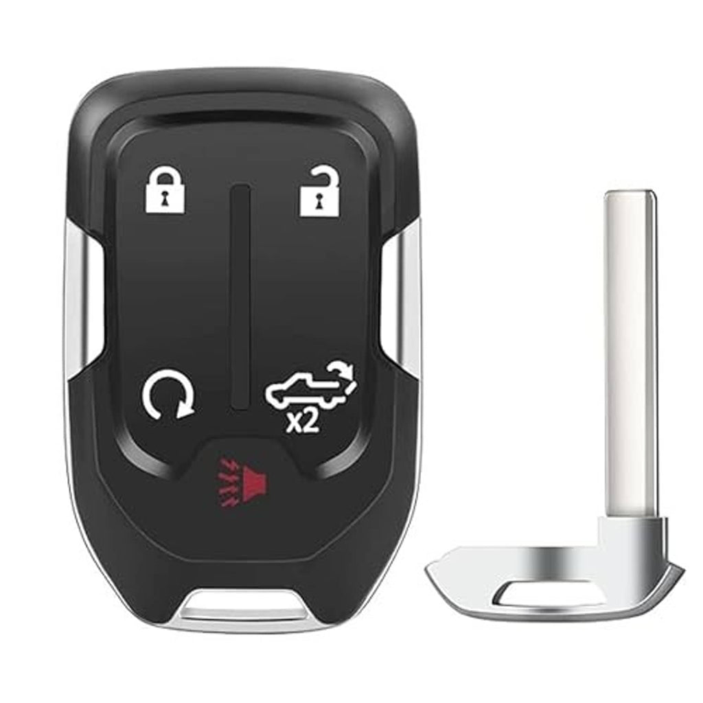 Black 5-button keyless remote key fob shell replacement with visible metal key blade