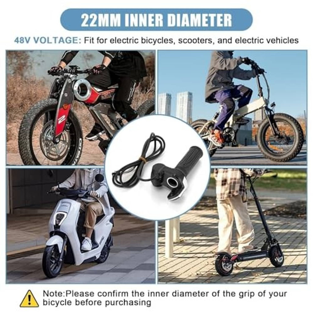 22mm inner-diameter half-twist throttle grips for 48V electric bikes, black LED controller