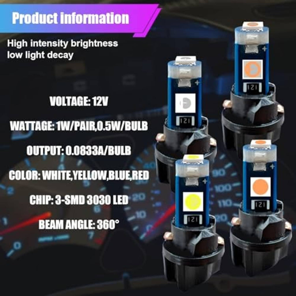 T5 LED bulbs with twist-lock base and blue module, yellow LED chip tips (pair)