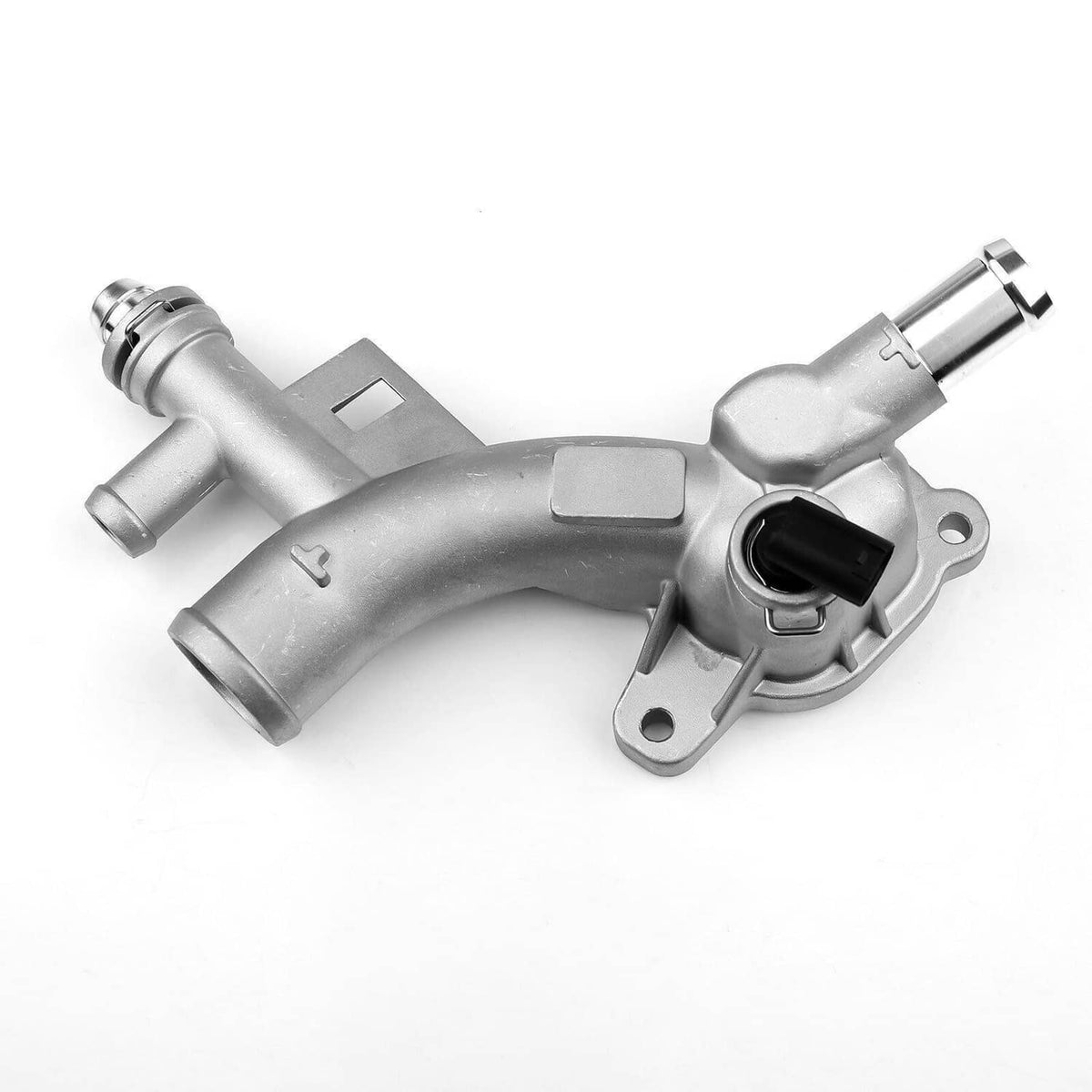 Aluminum thermostat housing water outlet assembly with black electrical connector