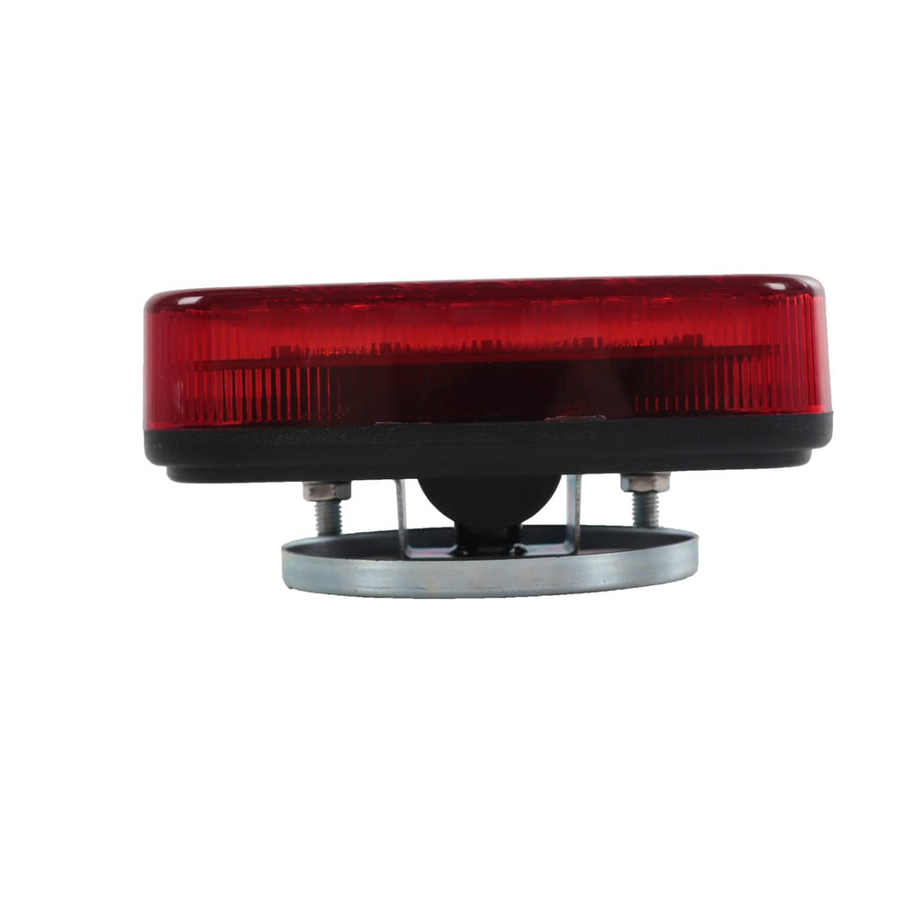 Red rectangular LED trailer light with metal mounting base and black housing