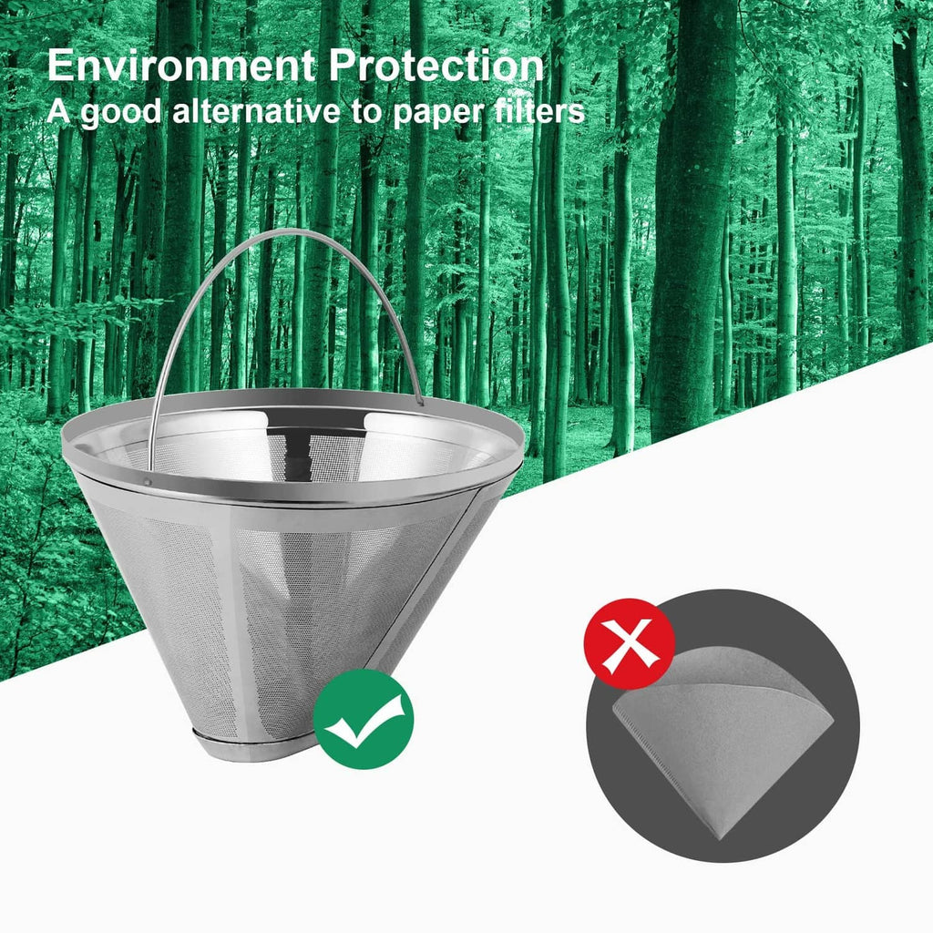 Stainless steel reusable coffee filter maker basket with fine mesh cone