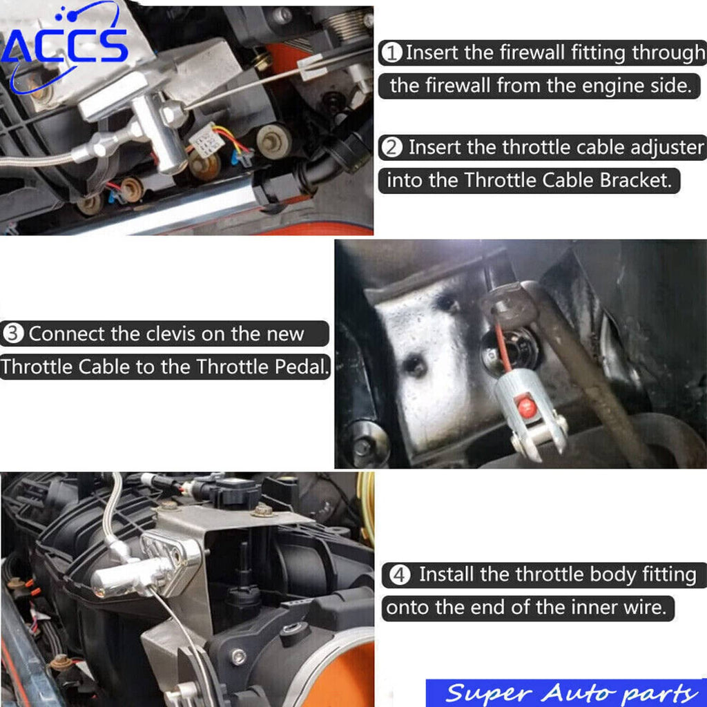 Throttle body installation kit components for mounting and connecting the throttle cable