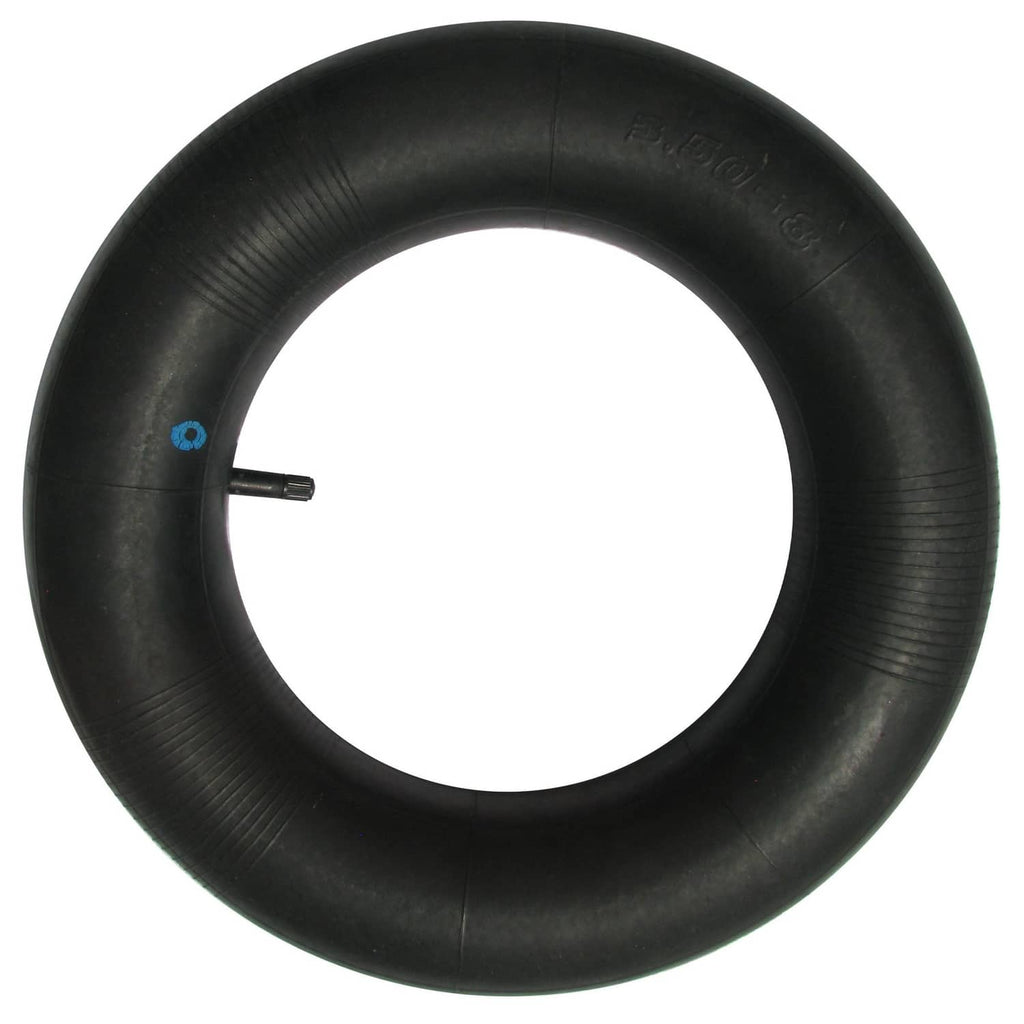 Black wheelbarrow inner tube with short metal valve stem
